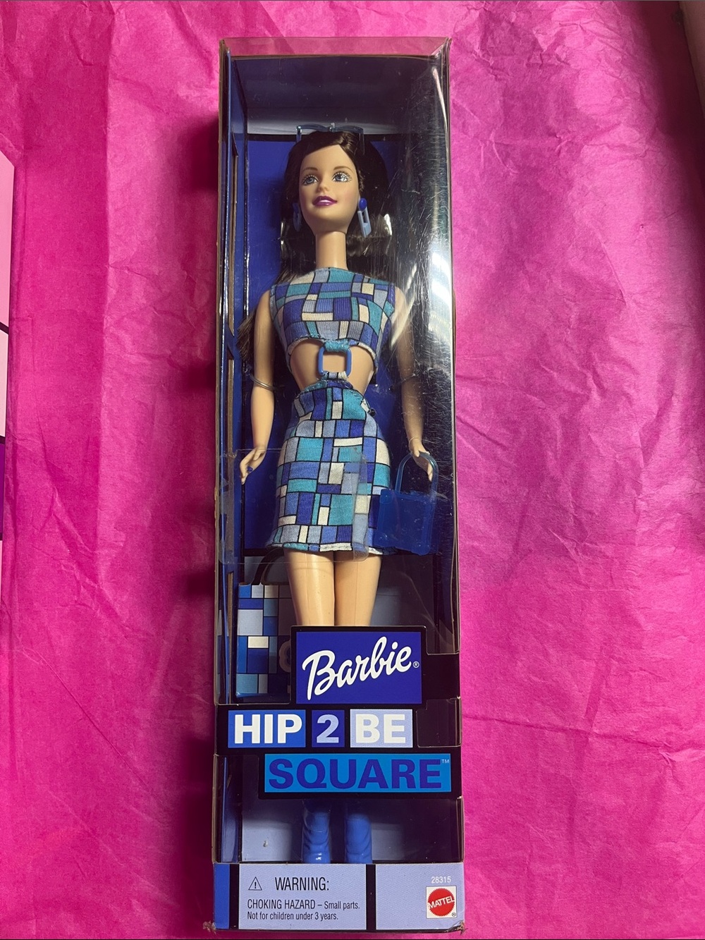 2000 Mattel Barbie Hip 2 Be Square Doll (#28315) Blue Y2K Geometric GG Mold NRFB